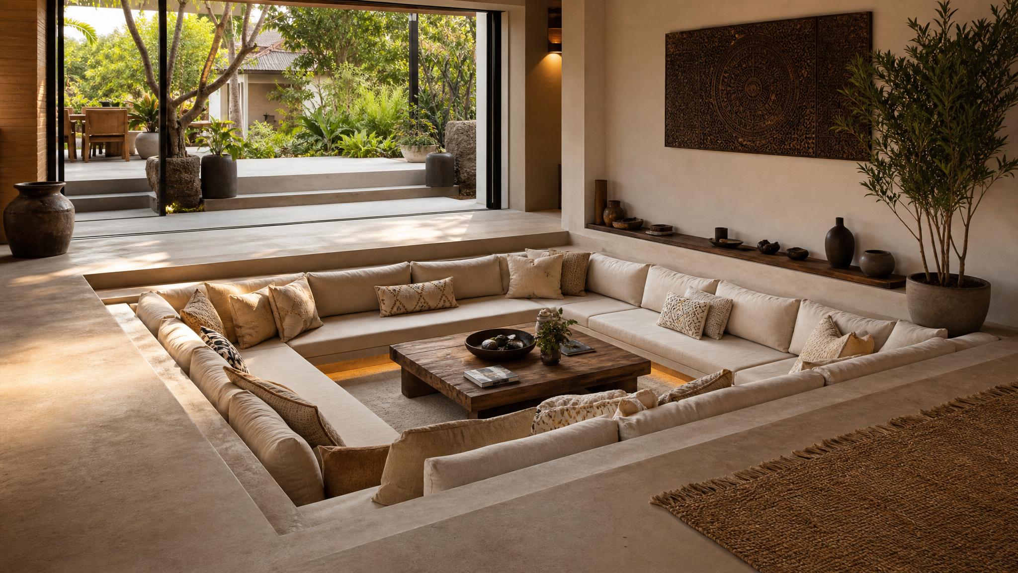Visual representation of a cozy conversation pit layout