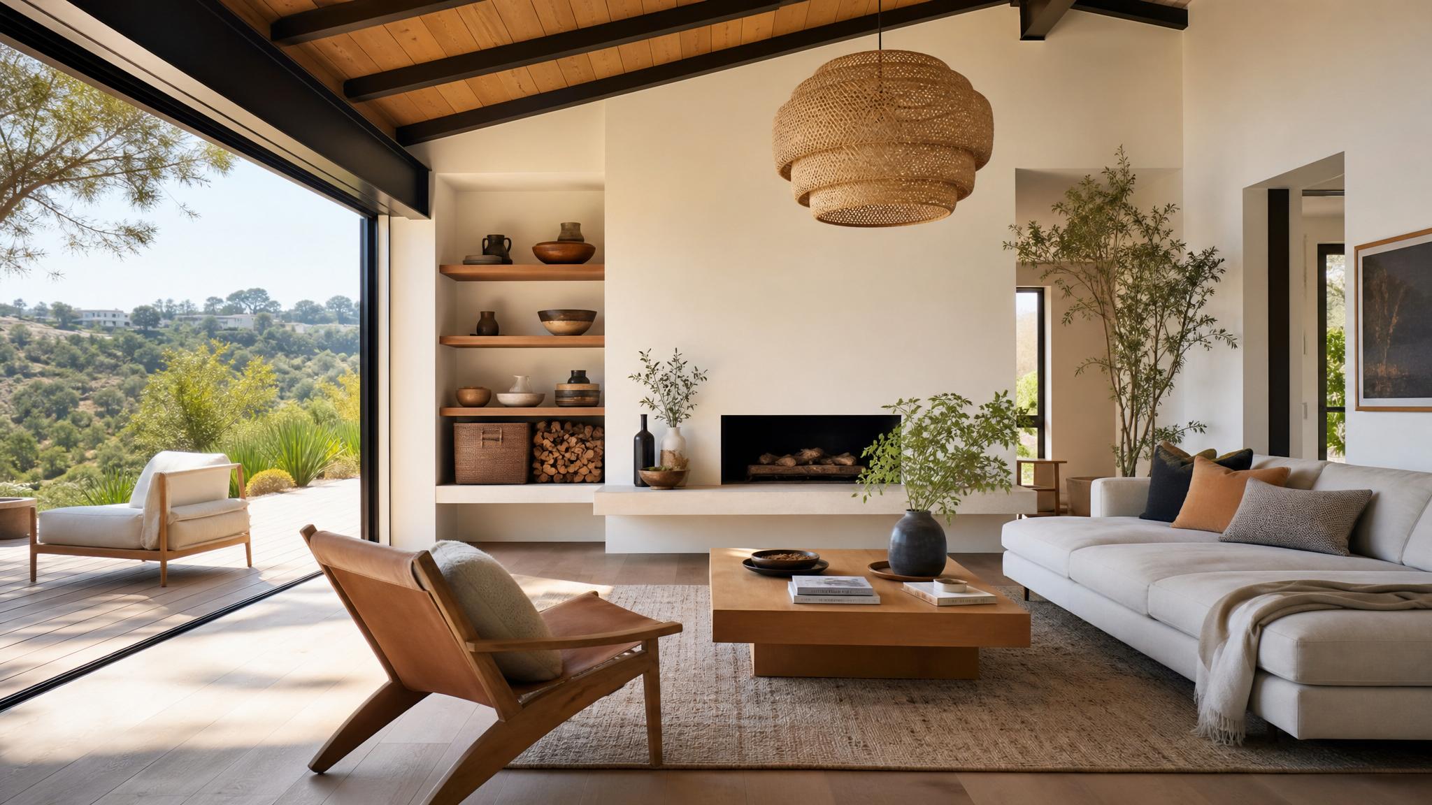 Image depicting a California modern style living room, showcasing open spaces and natural light.
