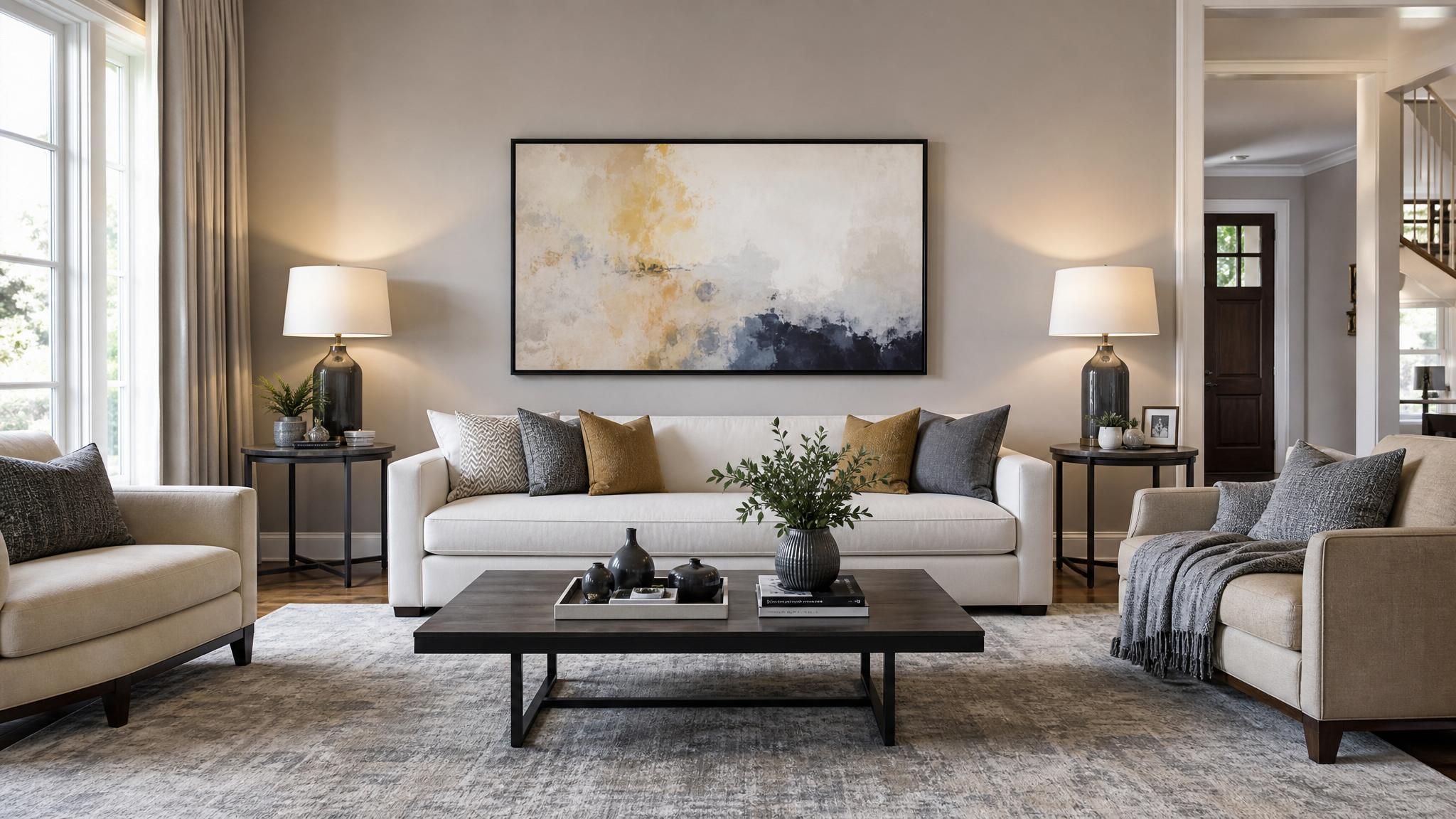 Focal point living room with artwork