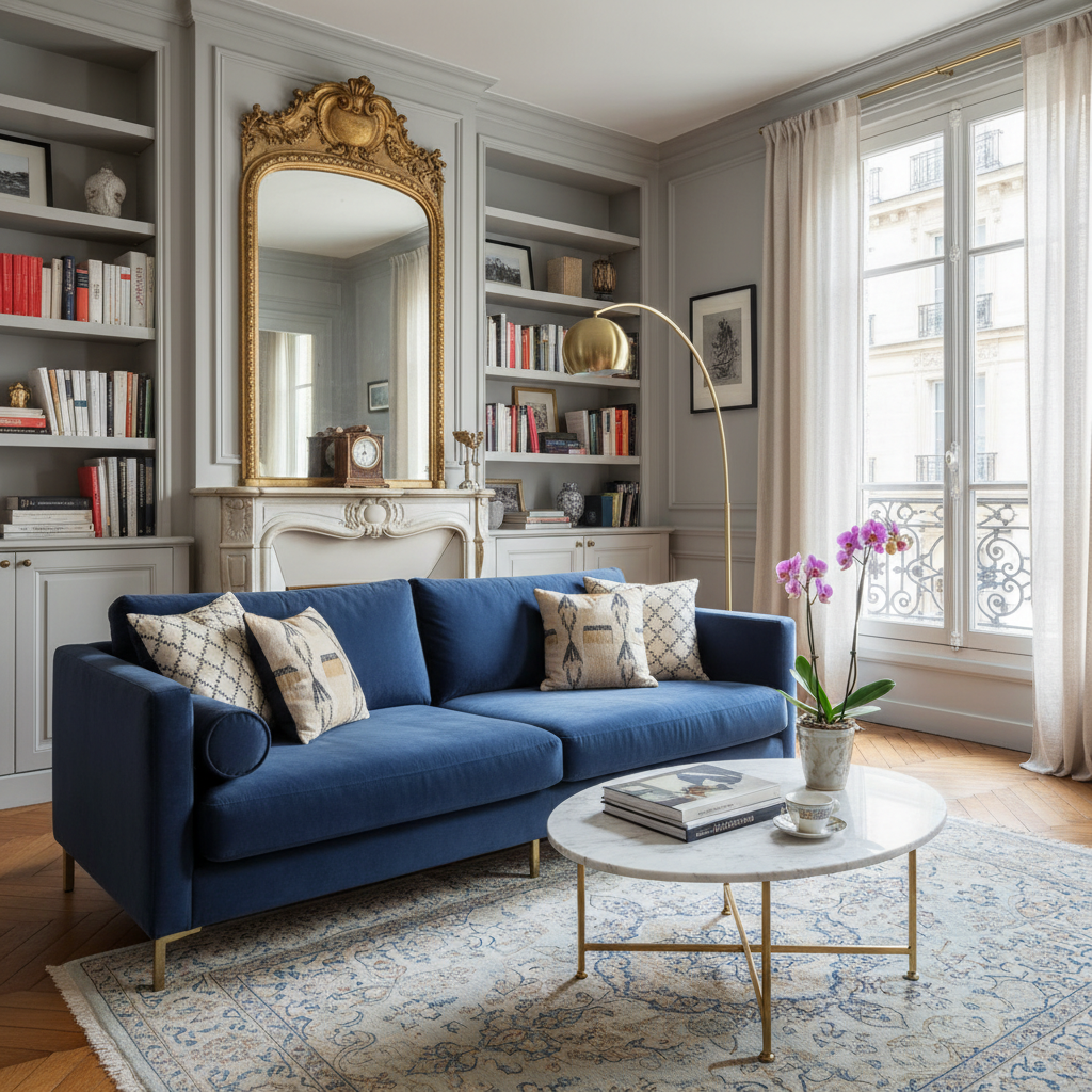 Example of a Parisian small living room design