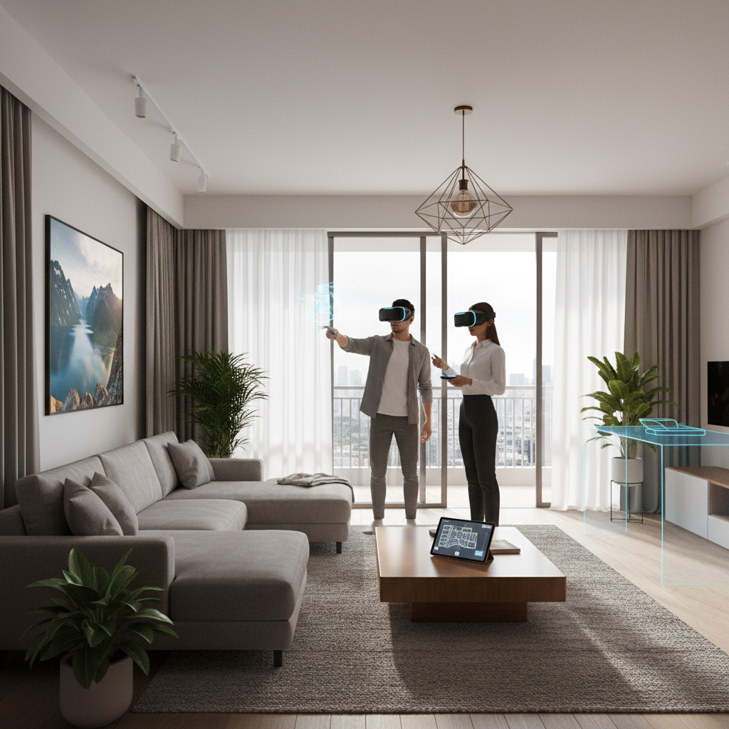 A scene showing a virtual reality property tour