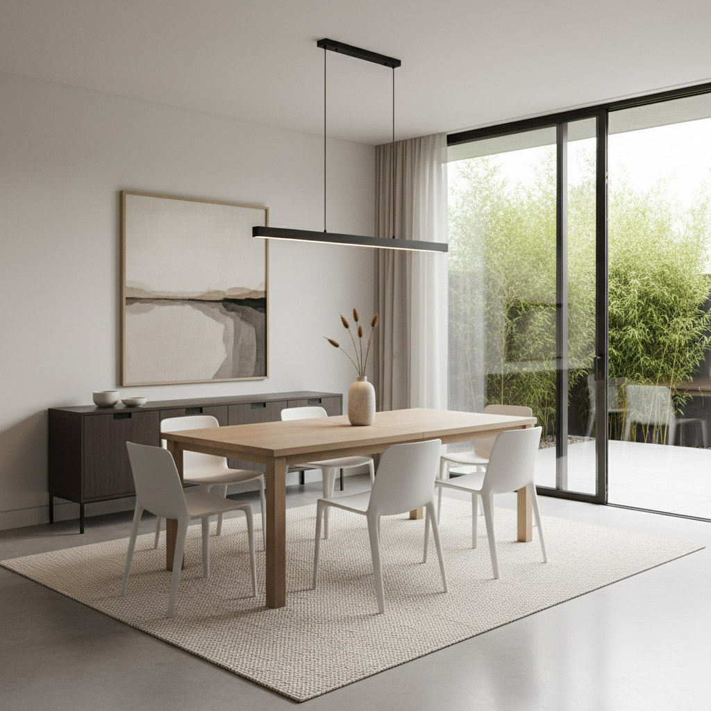 Modern minimalist staged dining area
