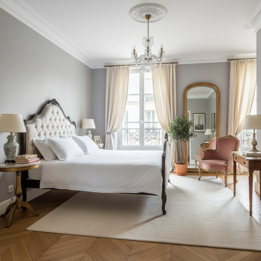 Room layout for a Parisian bedroom