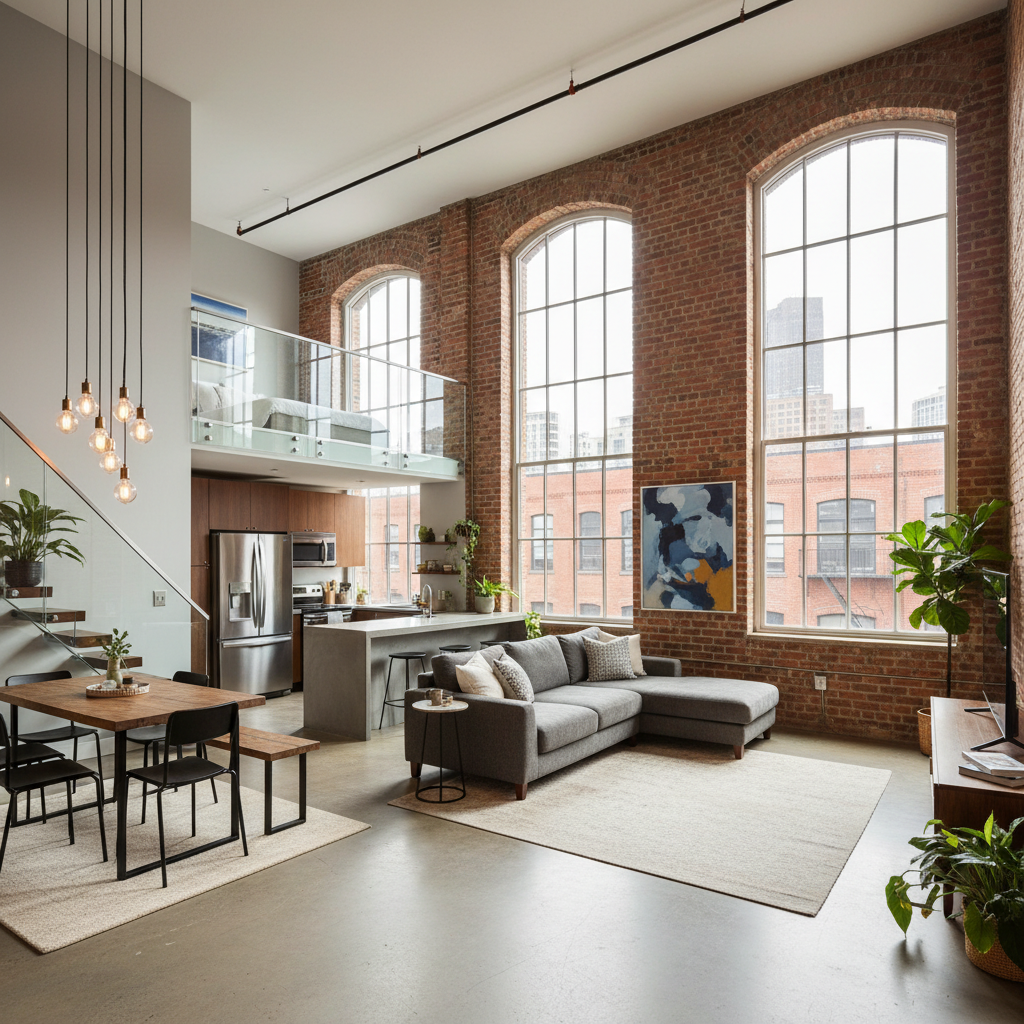 Urban loft studio interior design