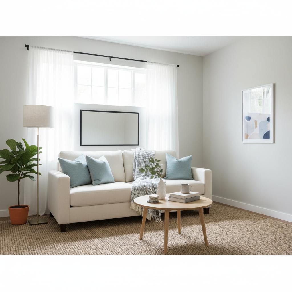 Example of a decluttered small living room