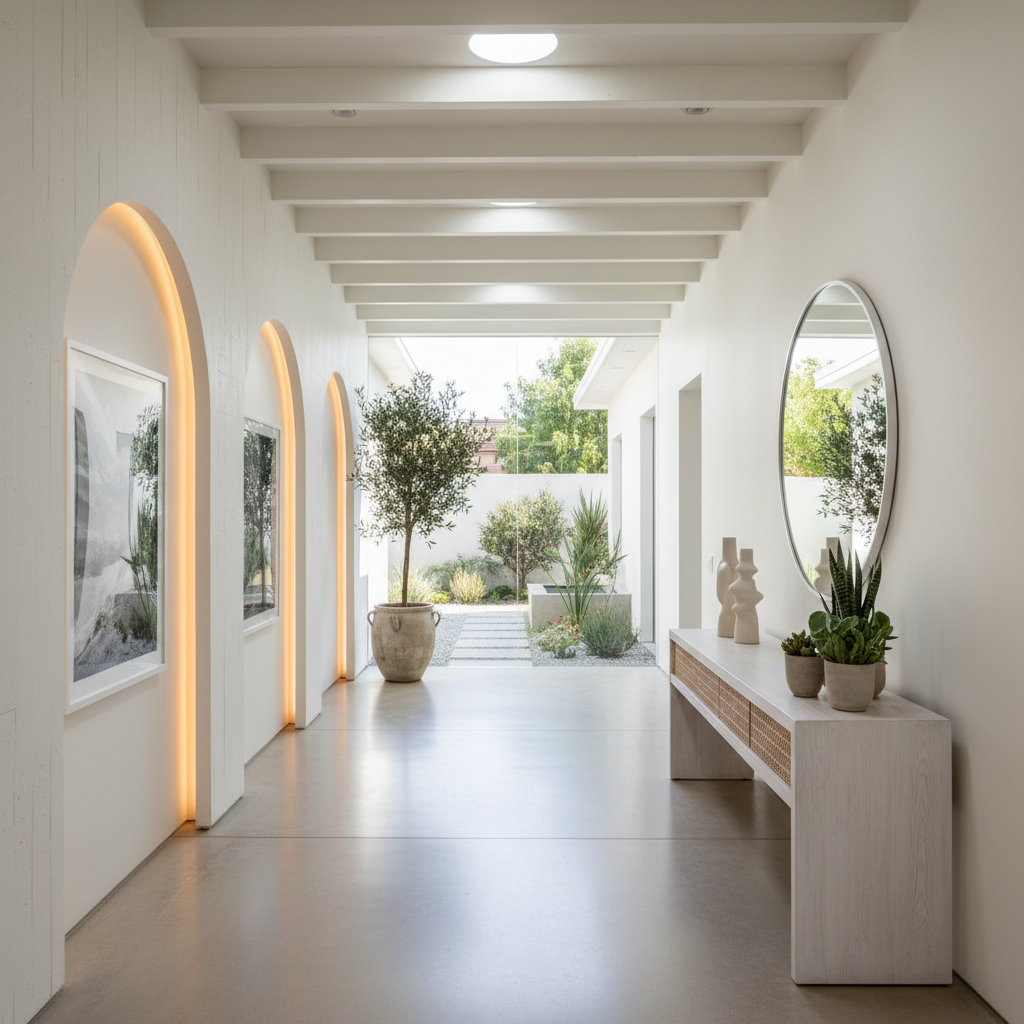 Image of a California modern hallway design