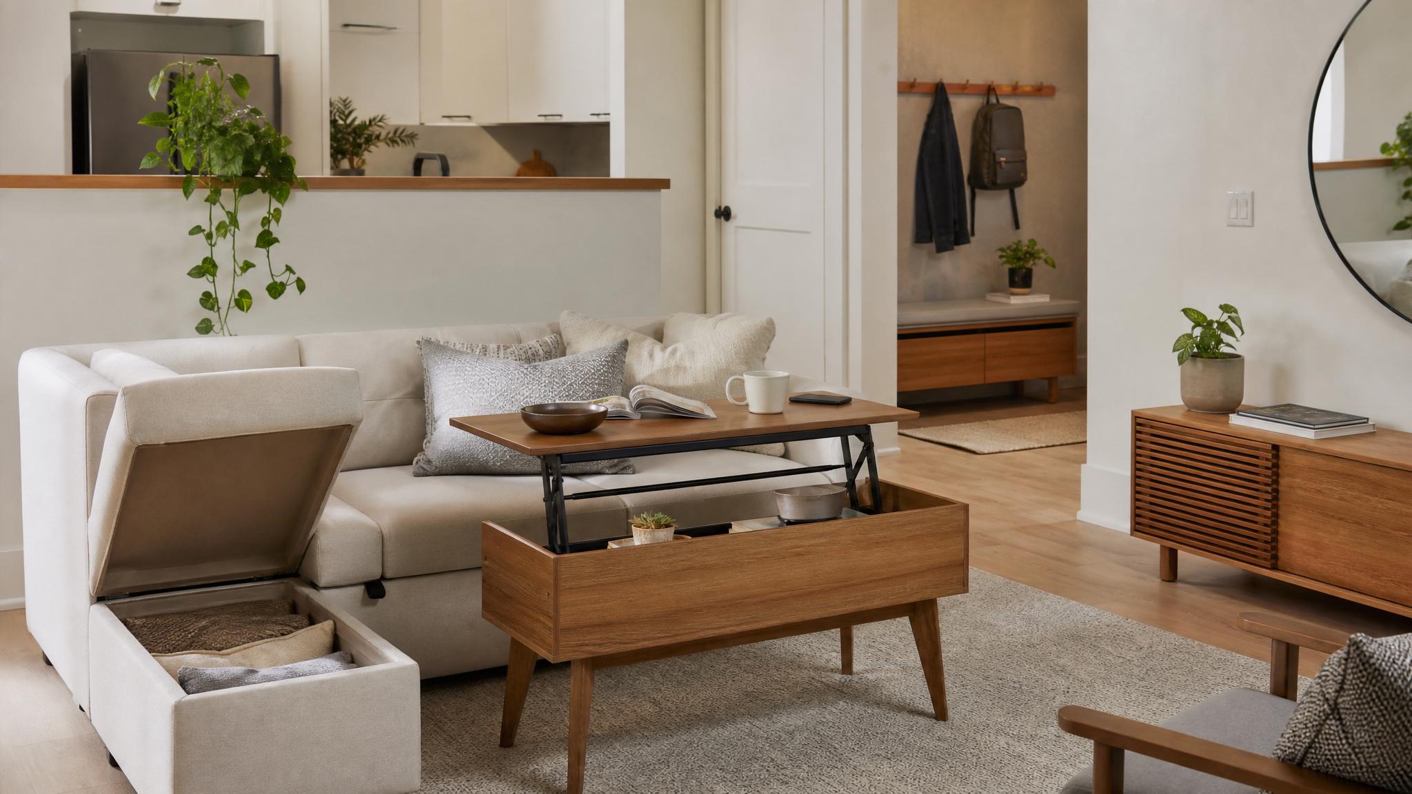 Image showing multi-functional furniture in a small living room