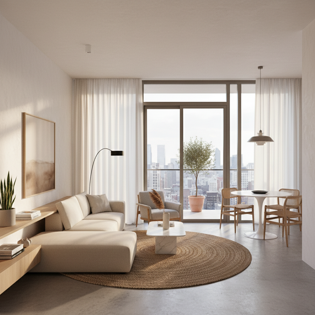 Placeholder for minimalist open-plan living room design example