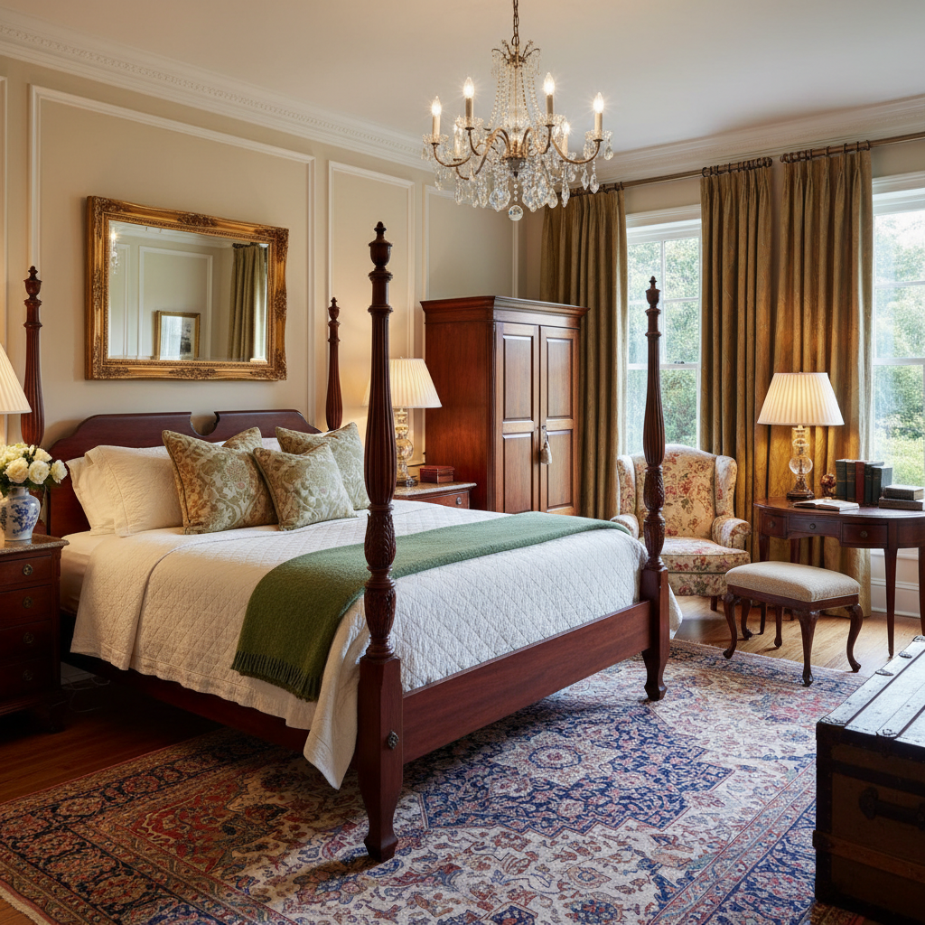 Elegant traditional guest bedroom layout