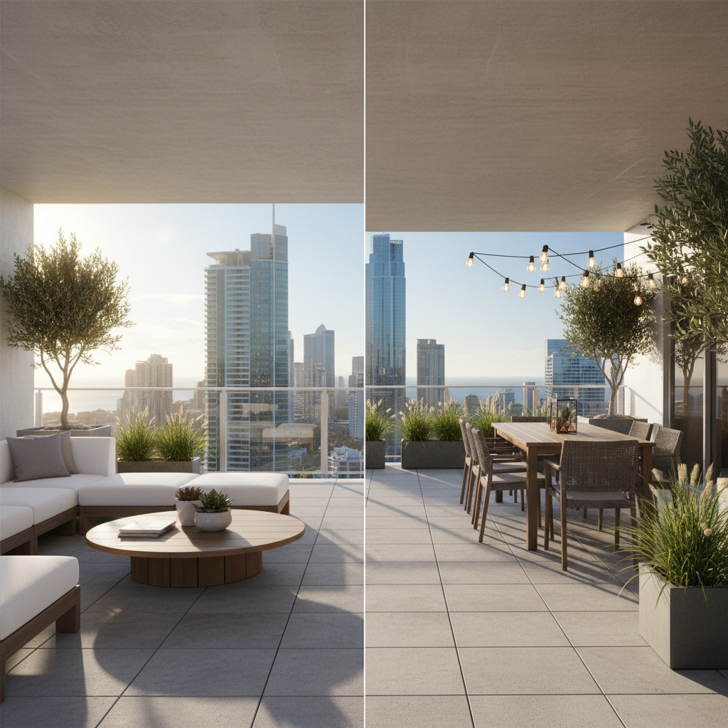 A terrace photo applying the rule of thirds in composition