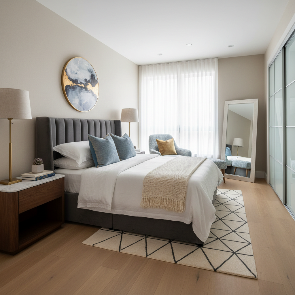 Modern guest bedroom with elegant decor