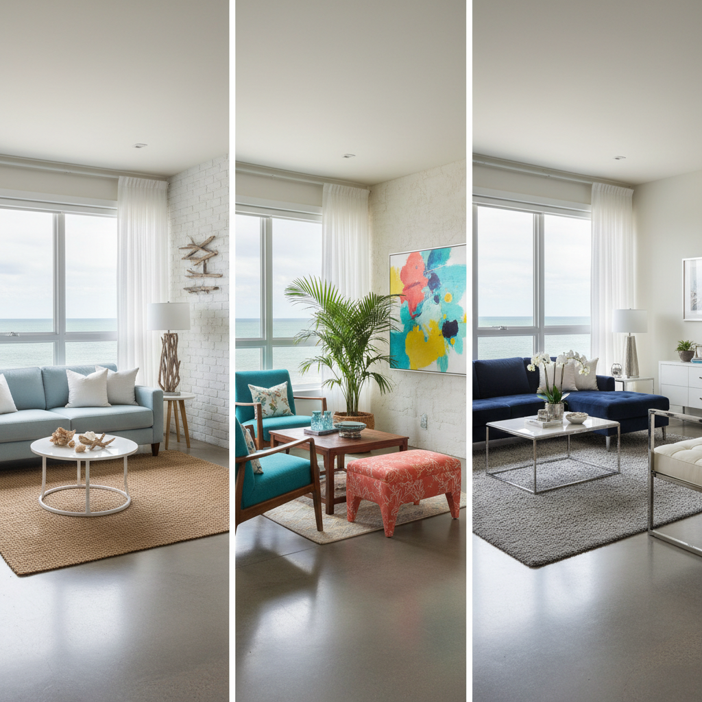 Color palette examples for coastal studio design