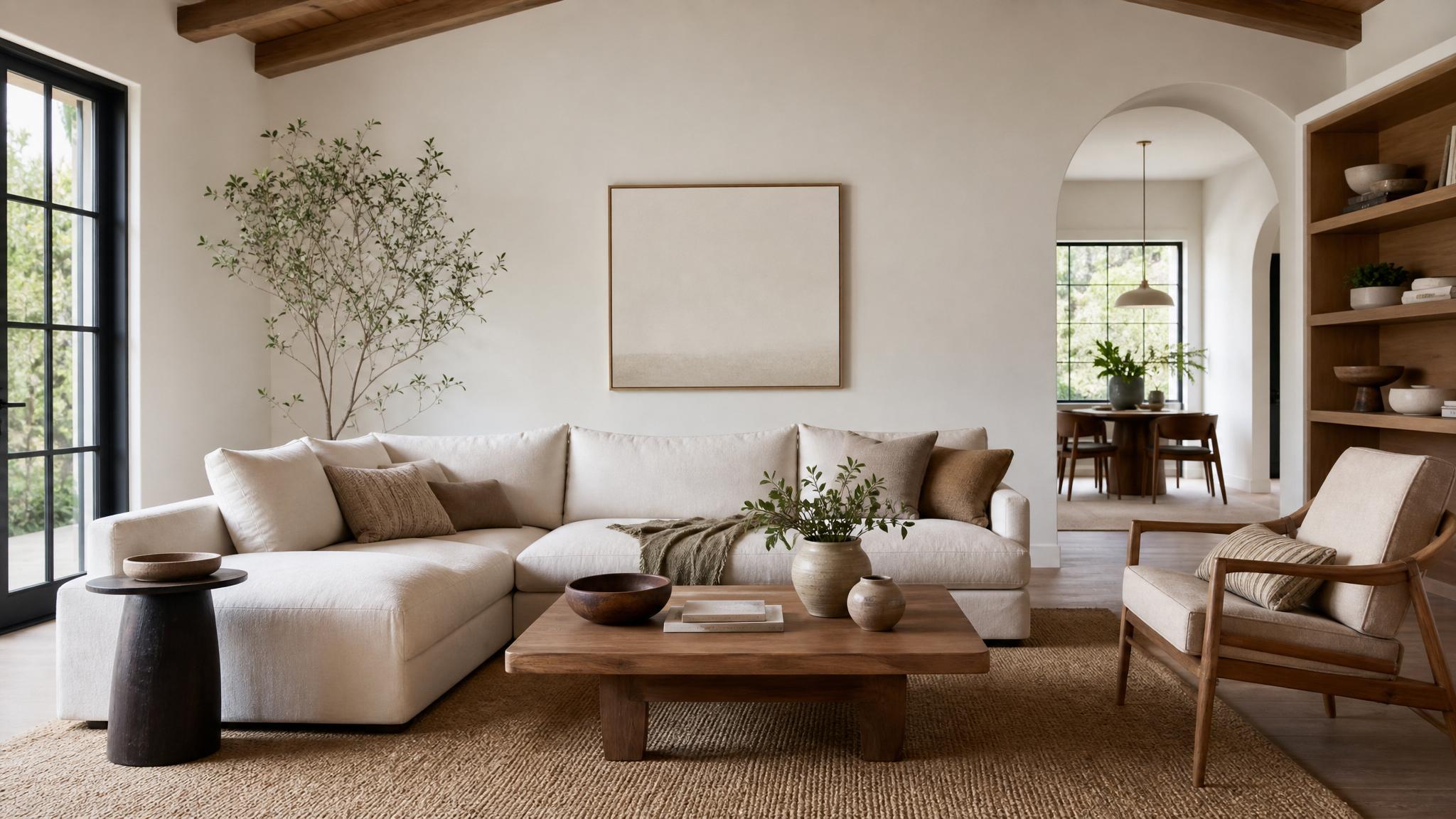 Warm Minimalism Living Room Example 1
