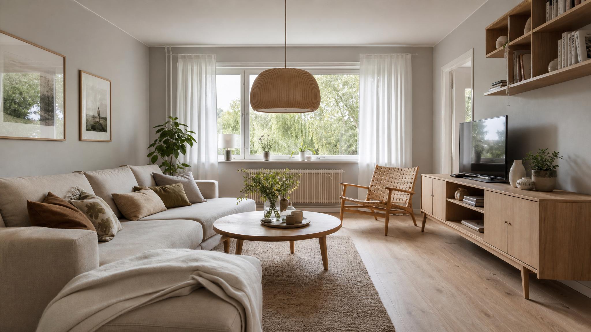 Functional furniture design in a small Scandinavian living room