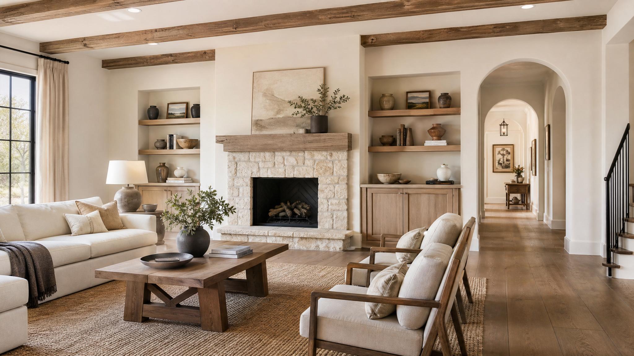 Image of neutral-colored living room decor.