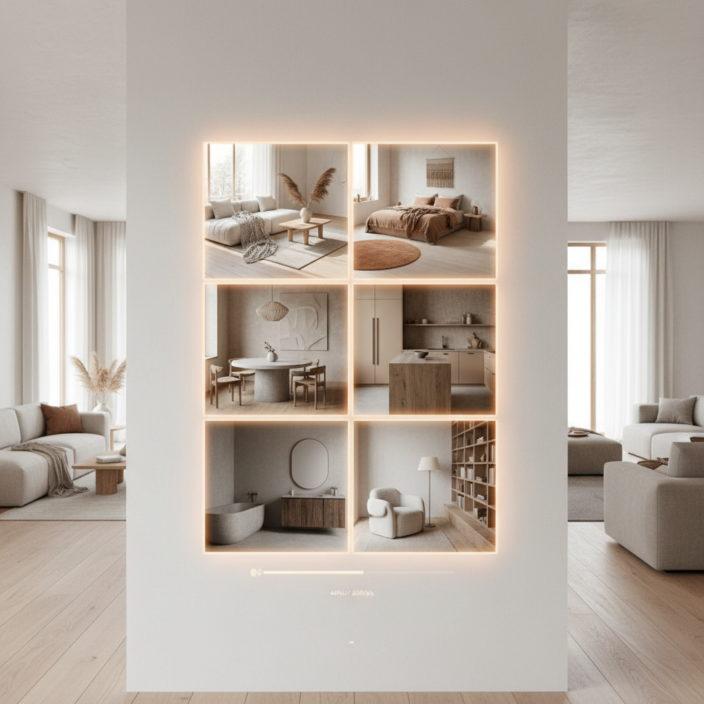 An AI interface showing options for warm minimalism design.