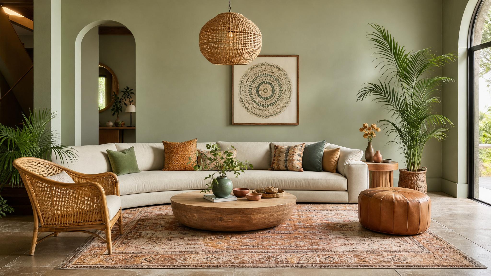 Color palette inspiration for a bohemian living room
