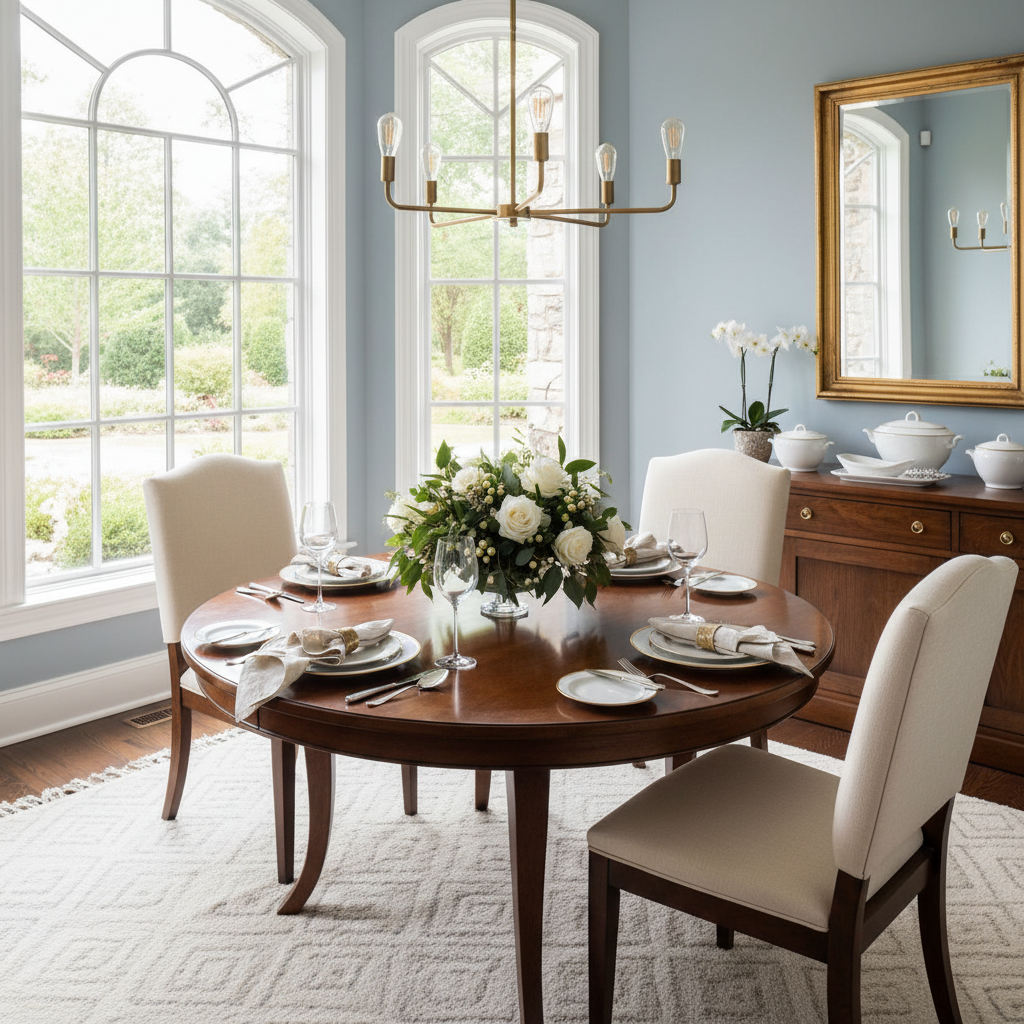 Charming dining area with an elegant table setting