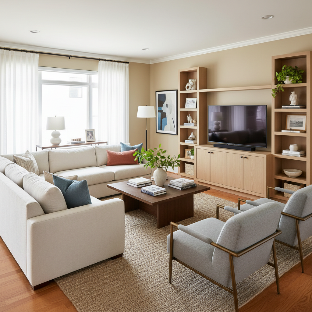 Proper furniture arrangement in a living room