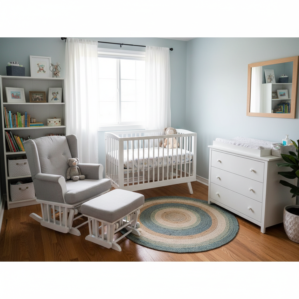 Staging a nursery with functional furniture arrangement.