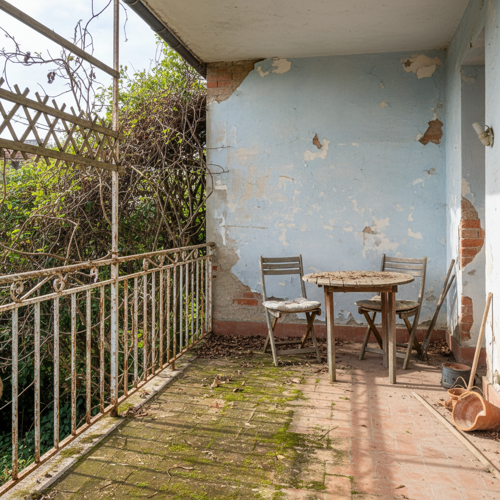 Image of a traditional terrace before transformation