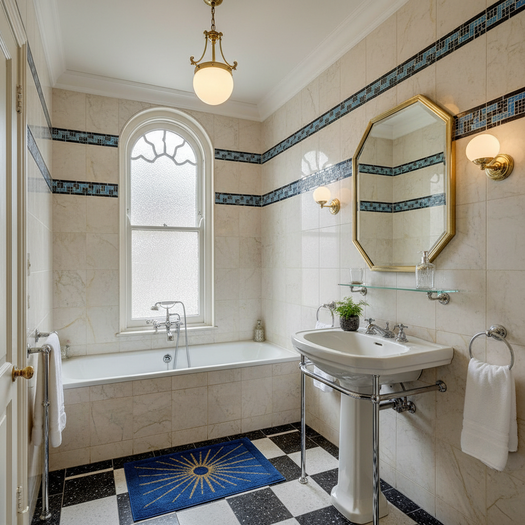 AI-generated Art Deco small bathroom layout