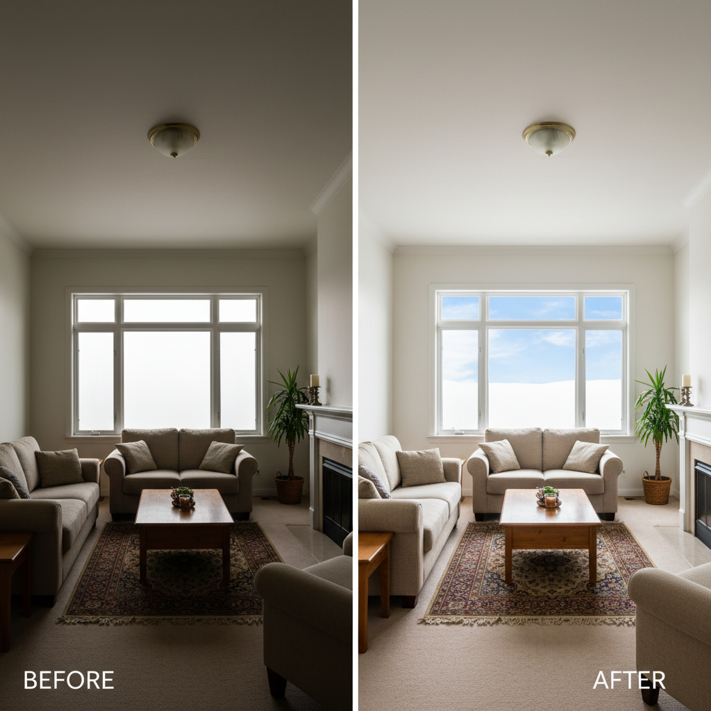 Example of photo editing showing before and after comparison