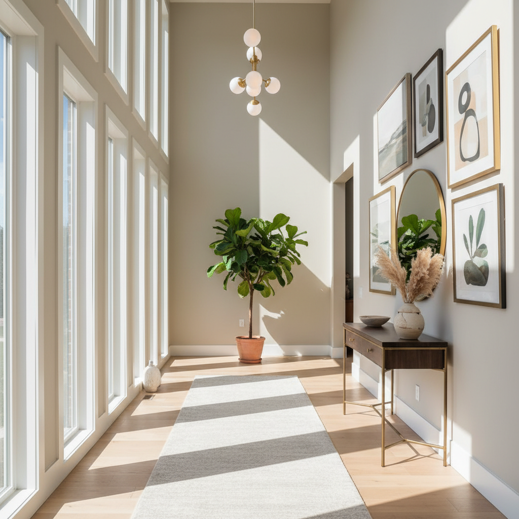 Hallway with natural sunlight streaming in