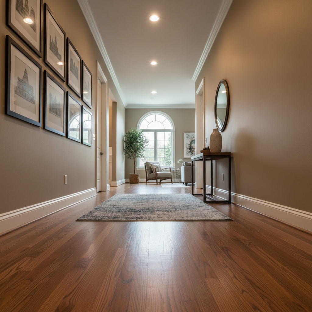 Hallway photo showing a lower angle with leading lines