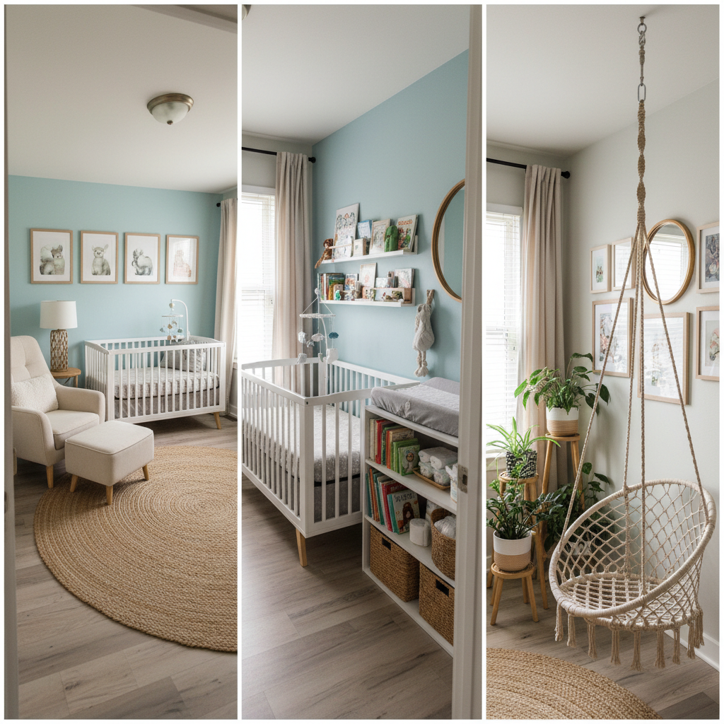 A well-staged nursery displaying multiple angles
