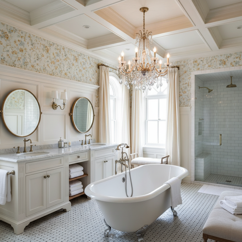 Image of a traditional bathroom with classic elements.