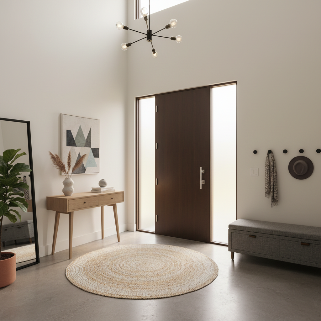 Entryway shot taken from an eye level angle, beautifully showcasing space.