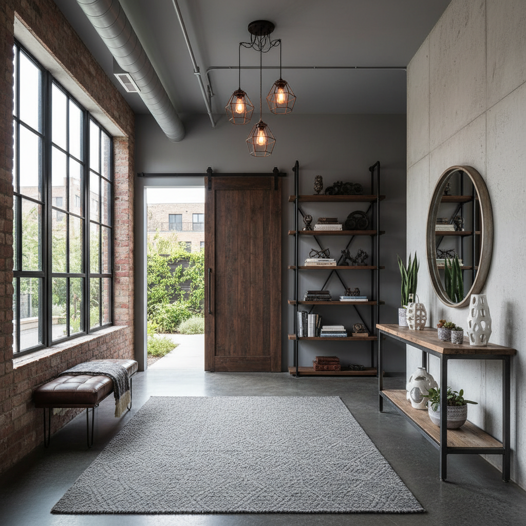 AI-generated design prompt for an industrial entryway