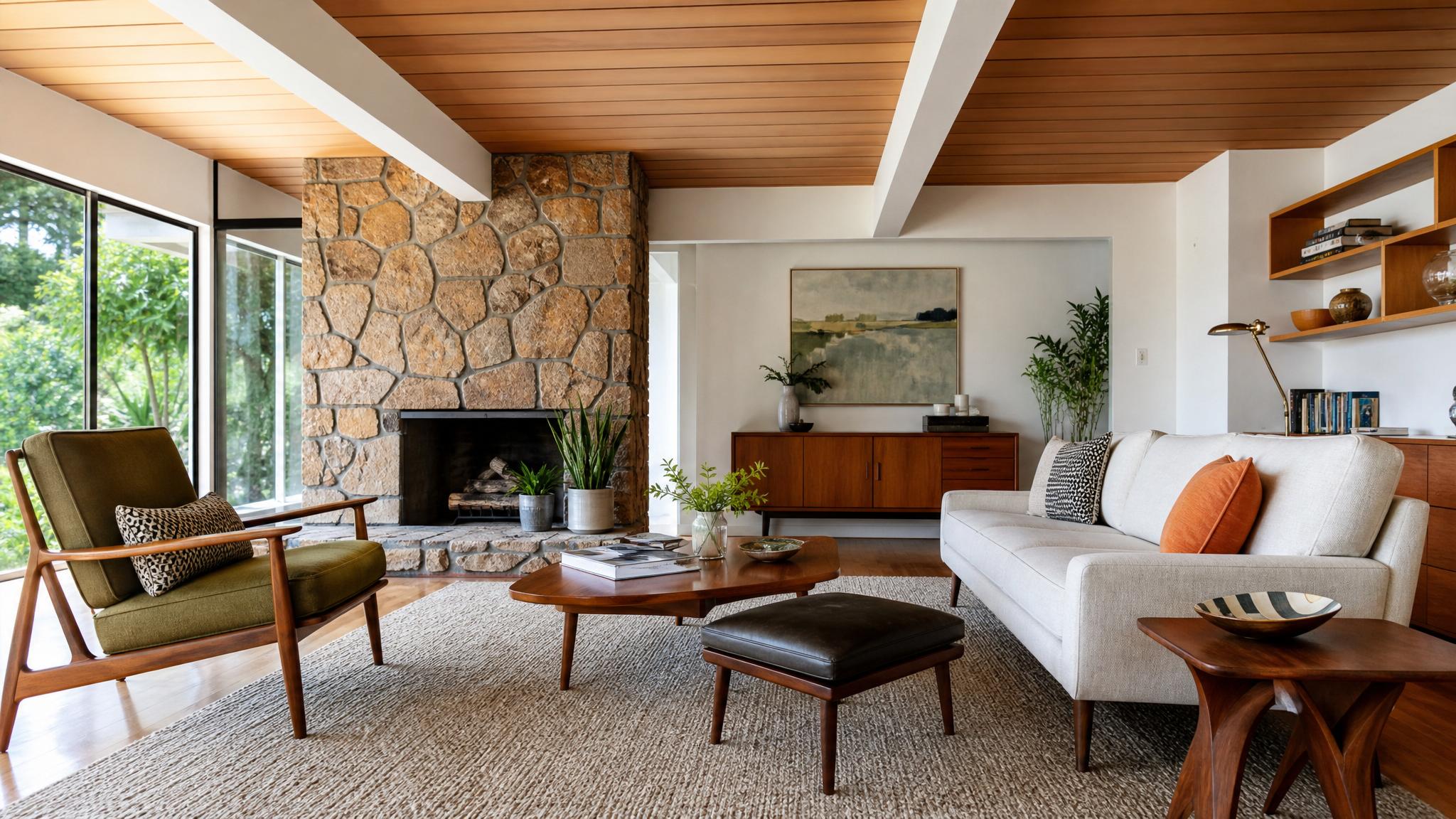 Example of mid-century modern furniture and color palette.