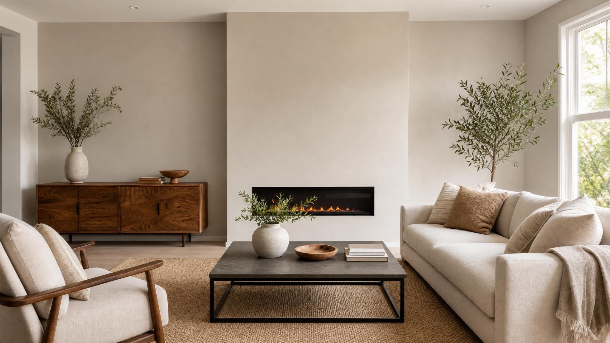 Simple decorative elements in a minimalist living room
