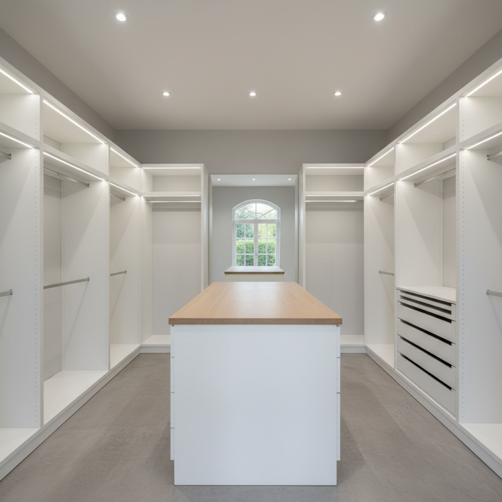 Image of a modern walk-in closet layout before AI design.