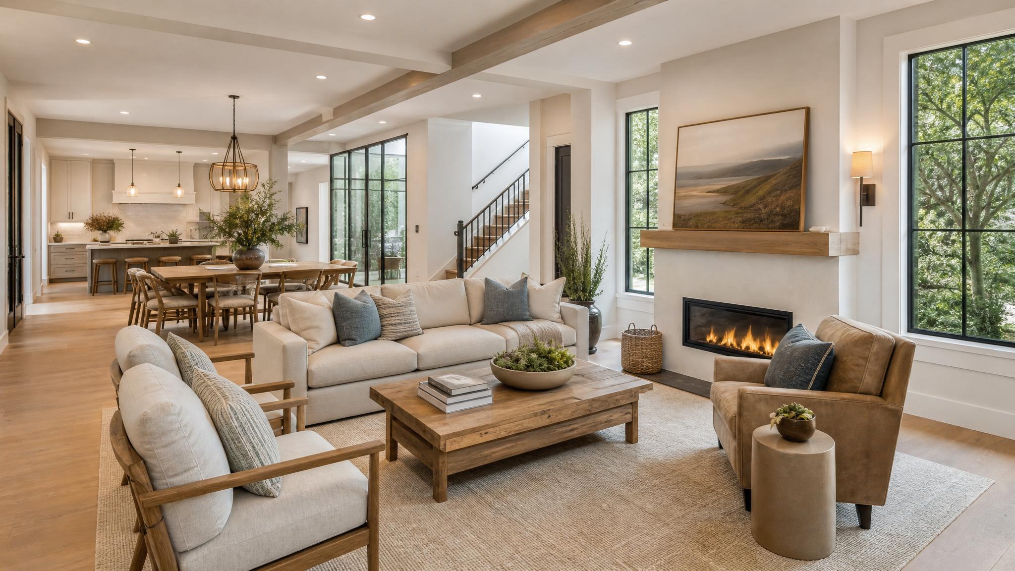 Example of a multi-functional living room layout