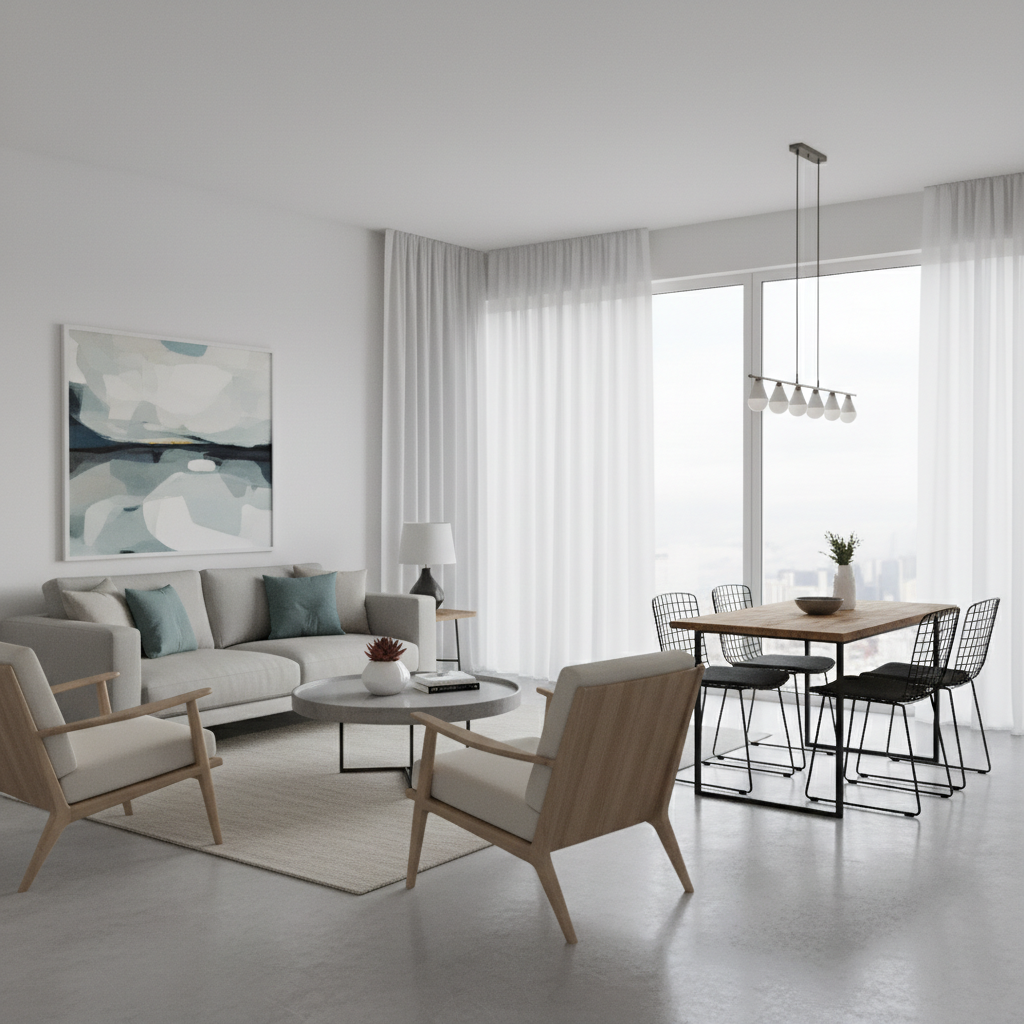 Examples of virtually staged Airbnb listings in different styles