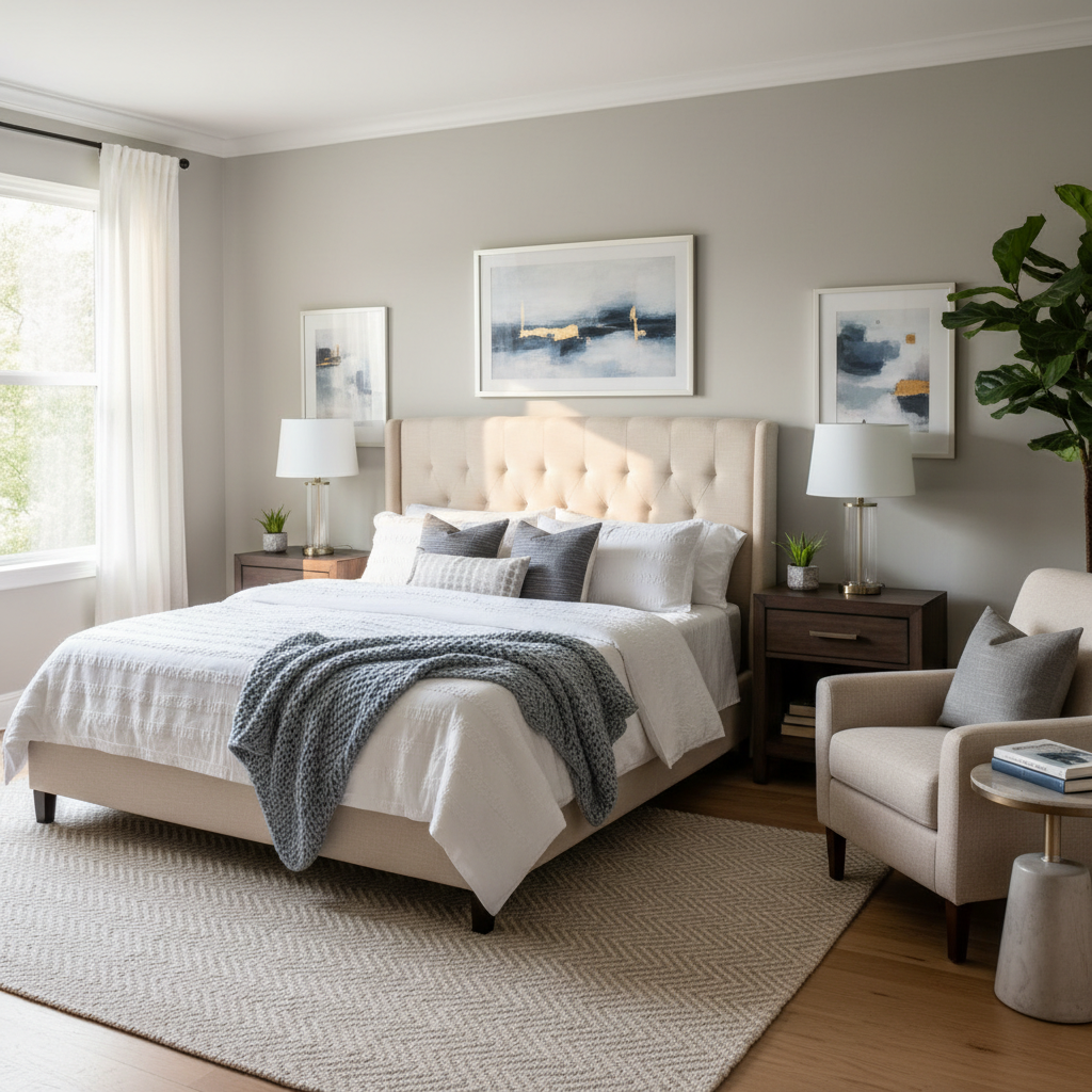 Example of a beautifully staged bedroom photo
