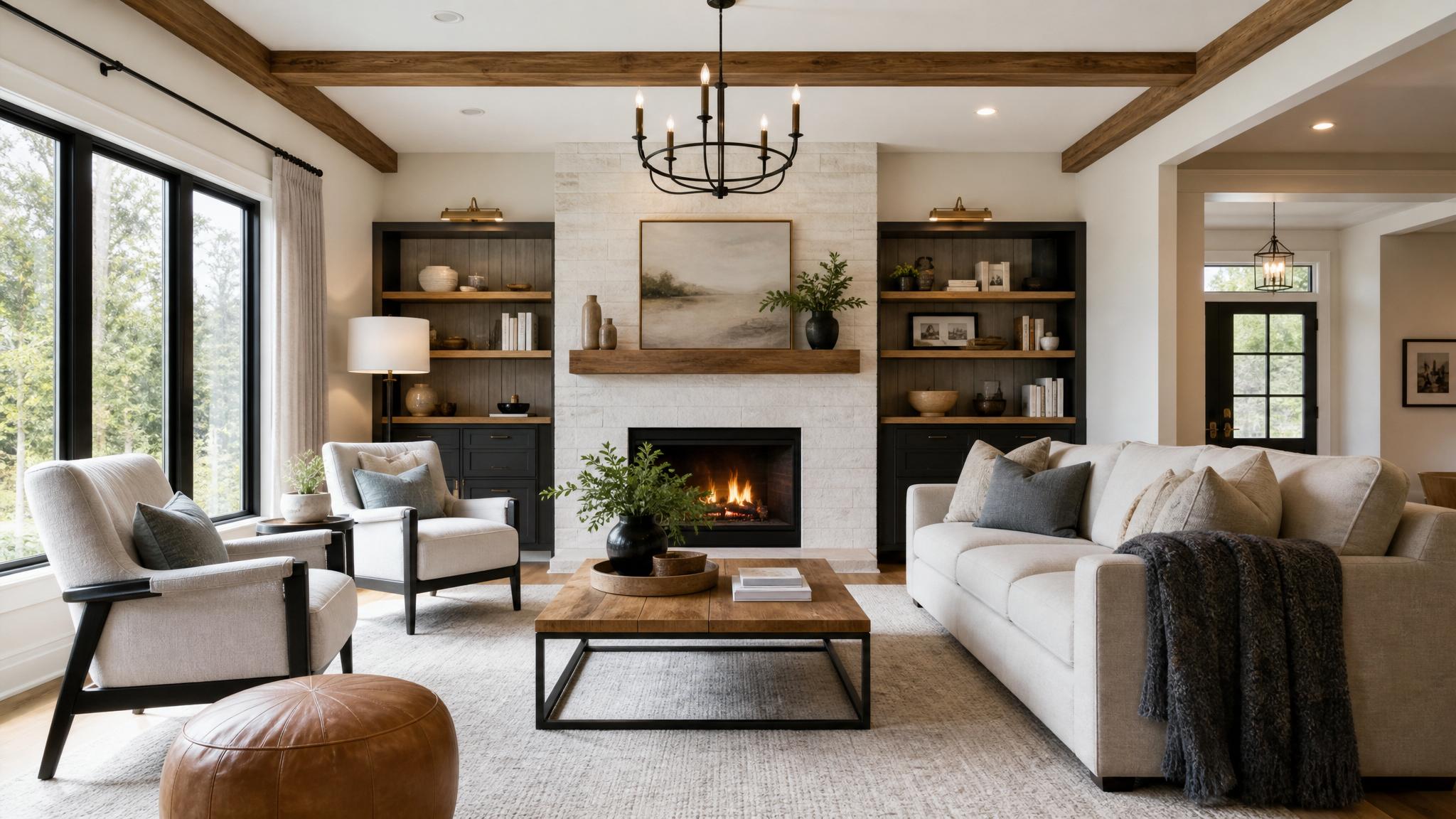 A beautifully staged living room with inviting decor.