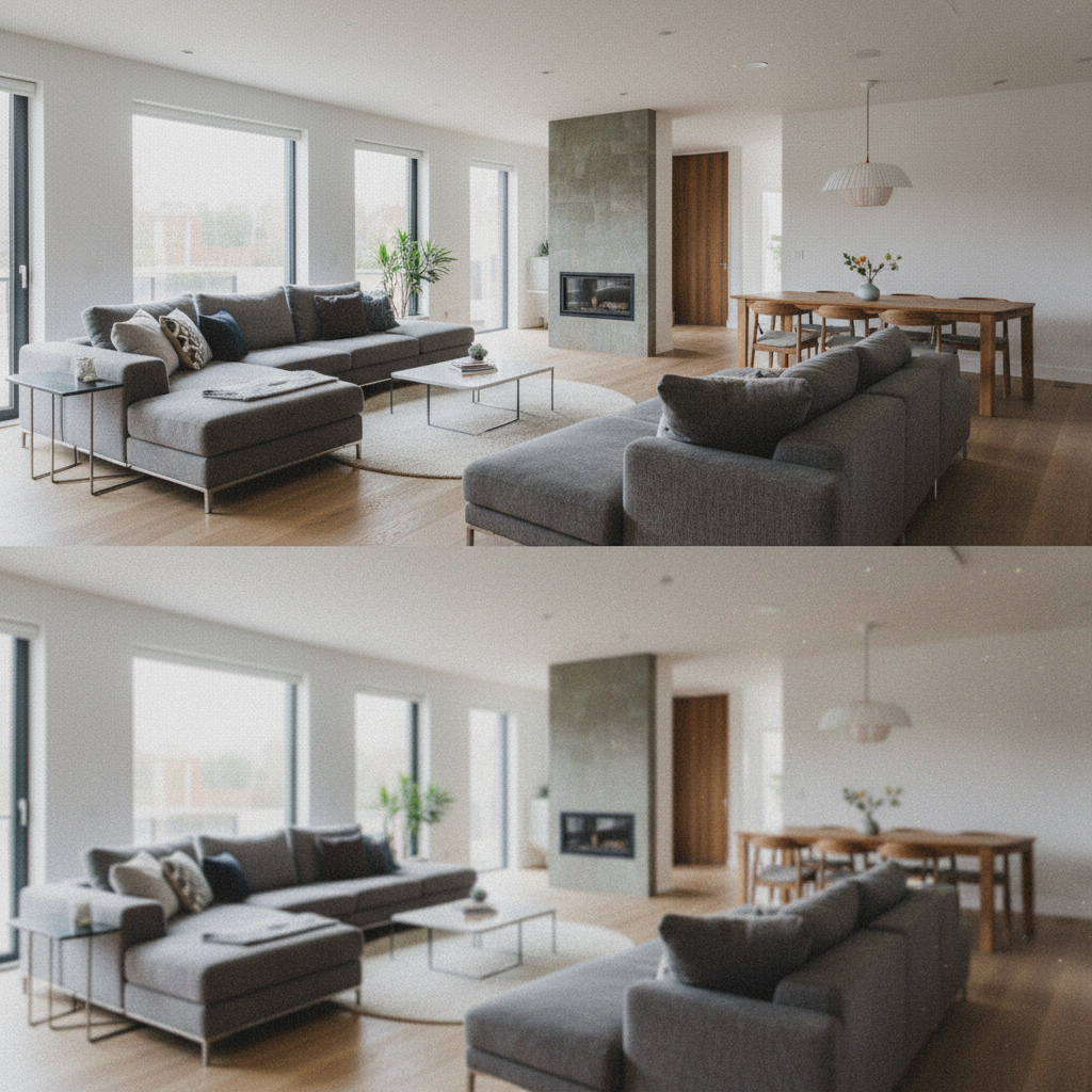 A side-by-side comparison of images with different ISO settings