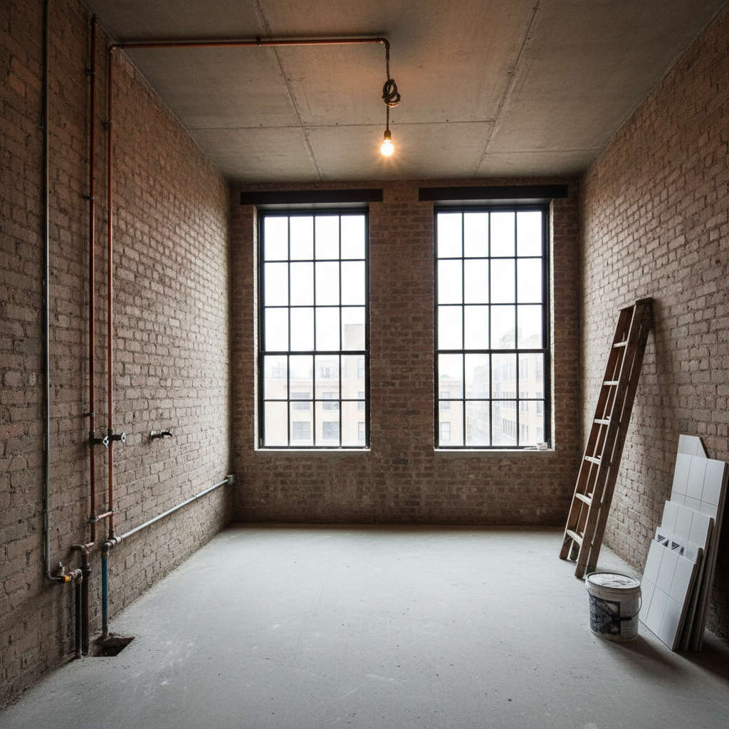 Image of a modern urban loft bathroom before design