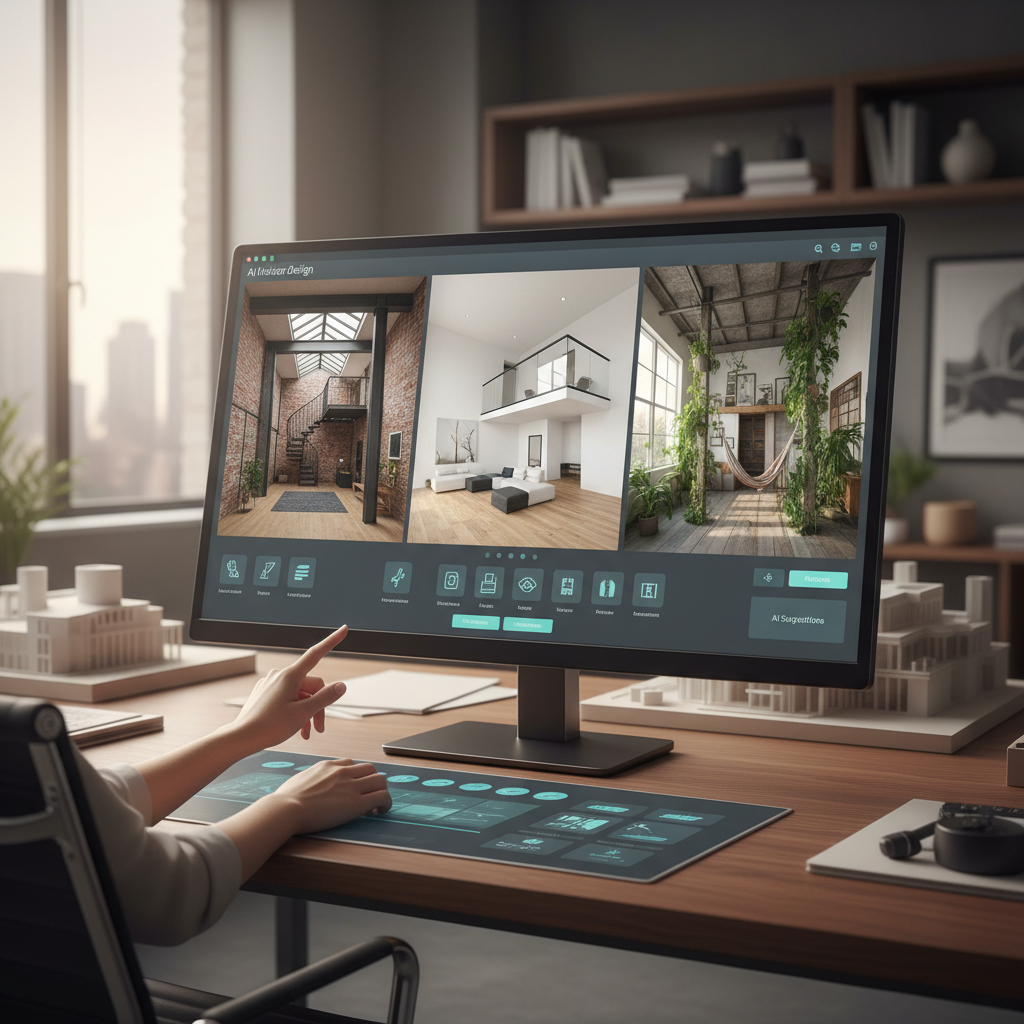 AI-driven design software interface showcasing loft designs