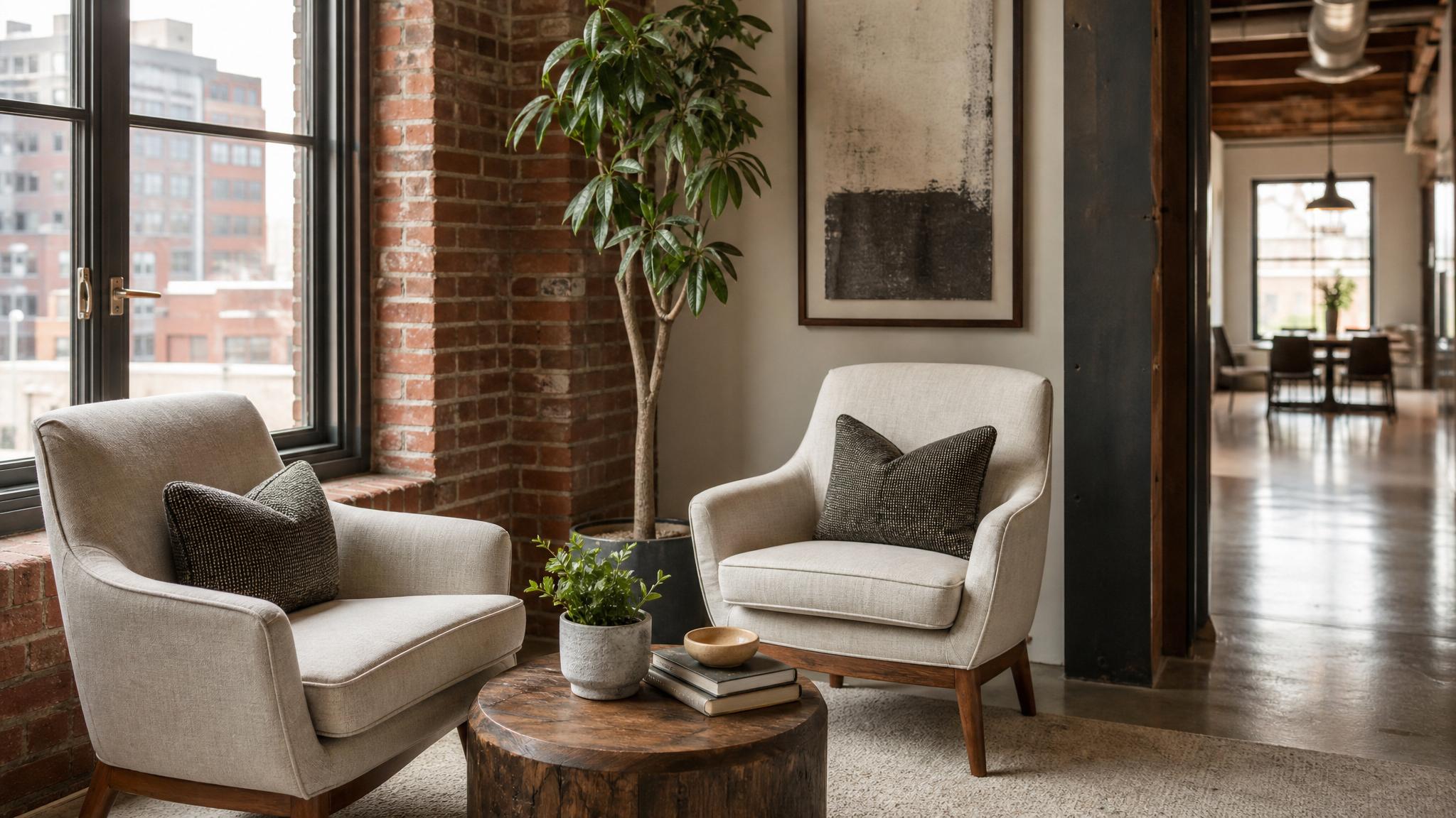 Cozy conversation nook in an urban loft