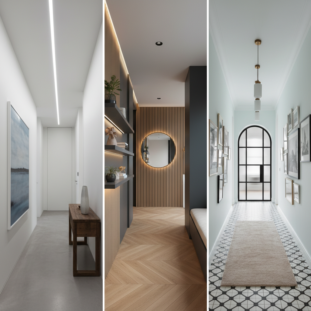 AI-generated contemporary hallway options