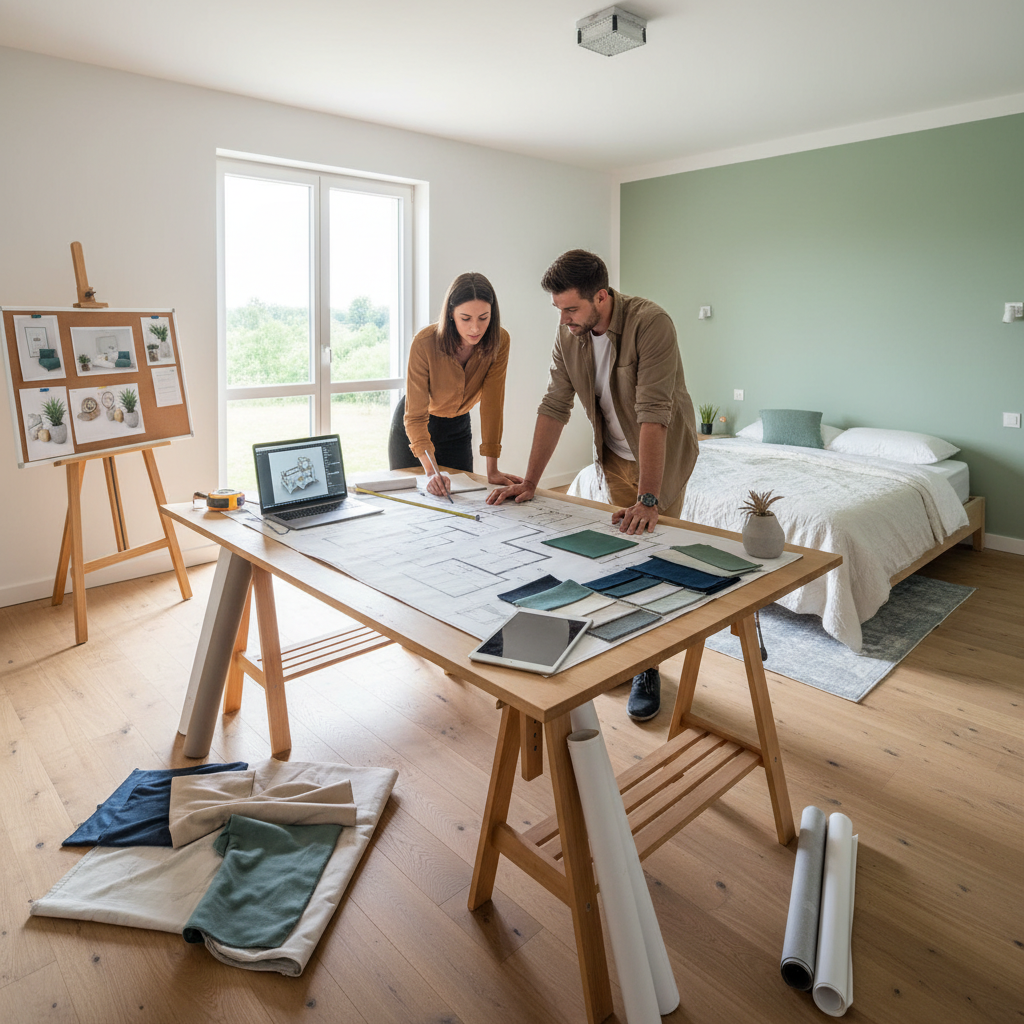 Image of the design process and planning for the new bedroom.