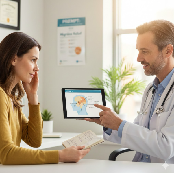 KI generiertes Foto eines Arzts im Gespräch mit einer Patientin.