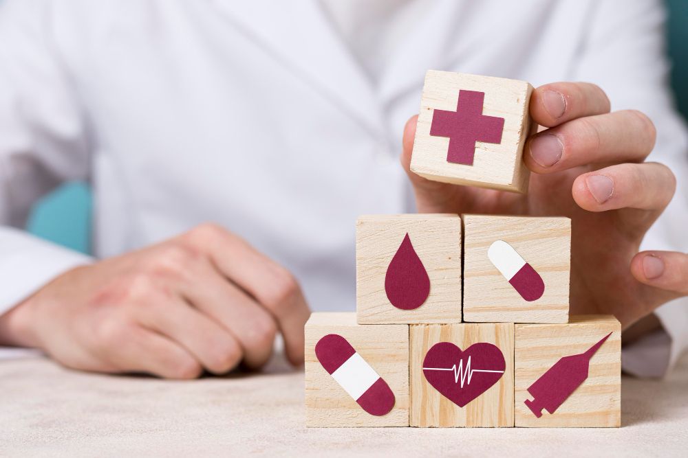 medico com ícones da medicina