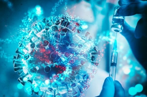 SARS-CoV-2 in Primo Piano Con un Farmaco A Fianco per Contrastarlo