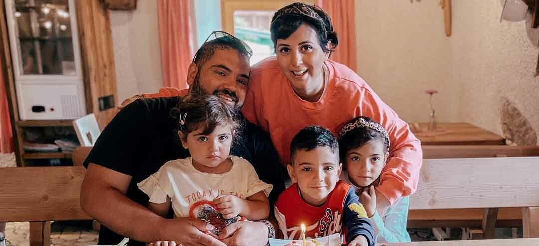 Elisa con il marito e i figli